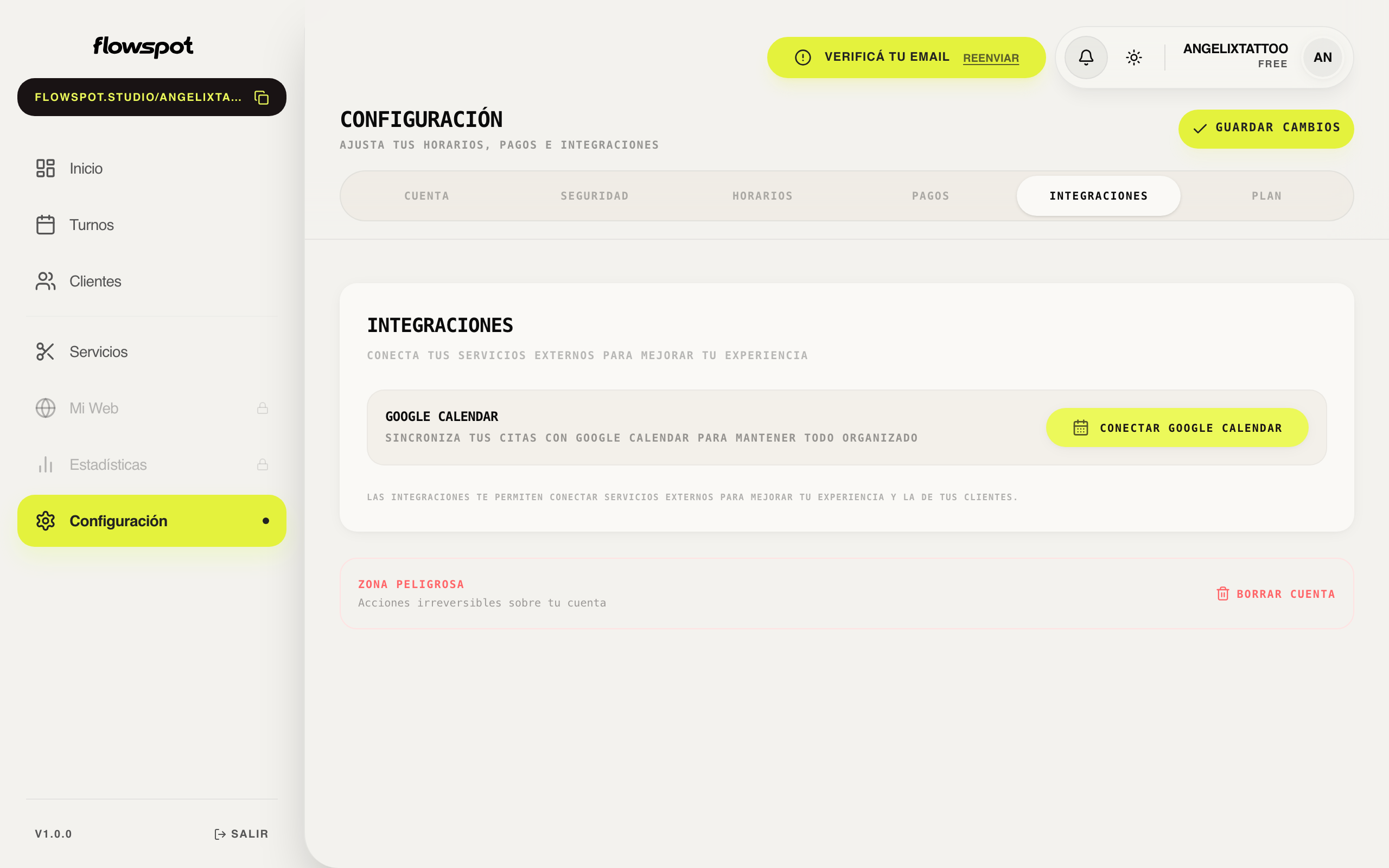 Configuración de Integraciones en Flowspot